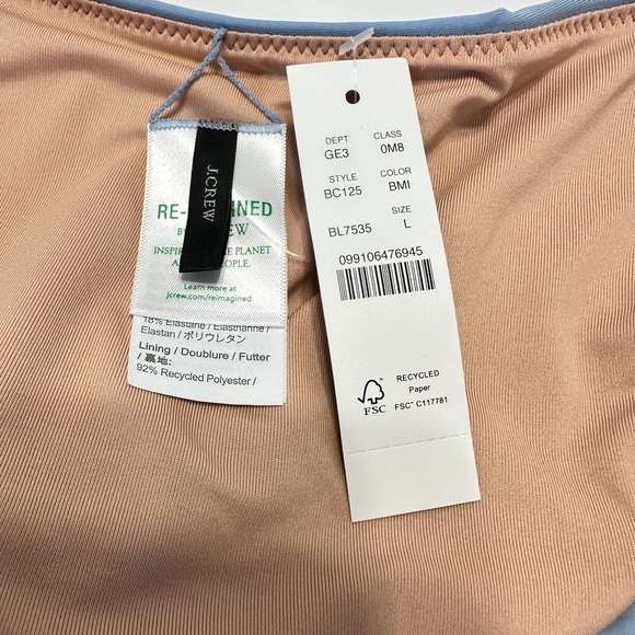 J.‎ Crew Curved Waist Cheeky Bikini Bottom Mist Blue Sz Large BC125 !New! - Picture 3 of 5